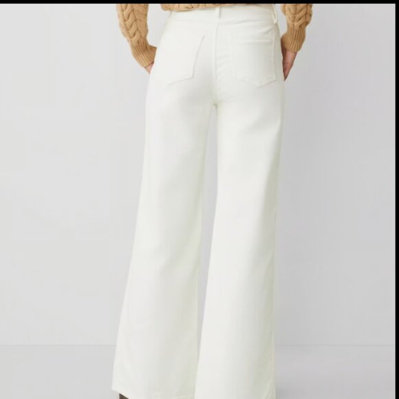 ANN TAYLOR WEEKEND COLLECTION WIDE LEG CORDUROY PANT WINTER WHITE $129 8 - Picture 3 of 9